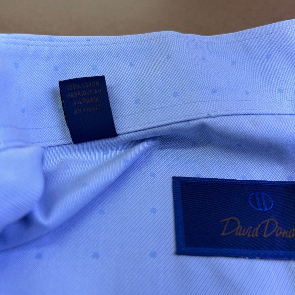 David Donahue Dress Shirt Button Up 100% Cotton Light Blue Mens 16, 32/33 - Picture 4 of 12